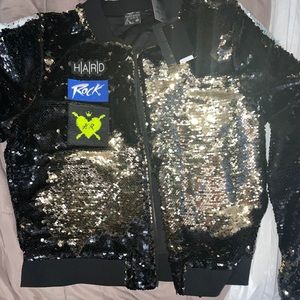 Hard rock reversible sequin jacket BNWT, bag / rec